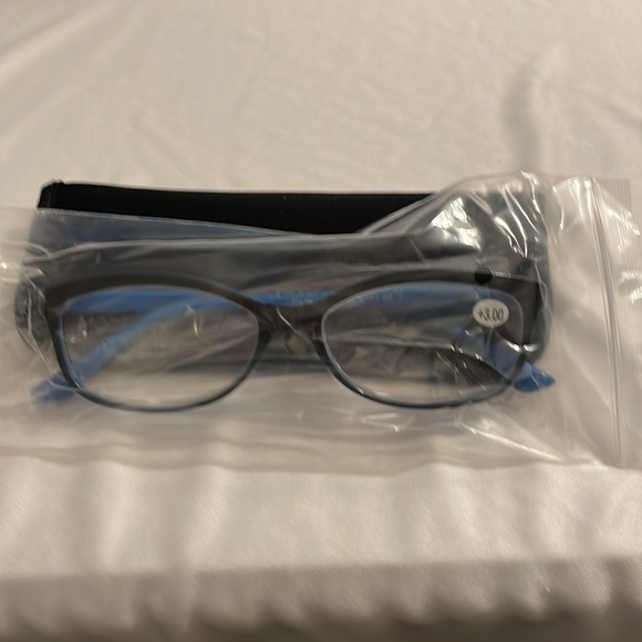 Modfans Reading Glasses +3.00 Black & Blue Frames NEW! - Picture 7 of 8